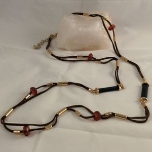 Chico's Long Necklace with Leather